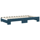 daybed med udtræk og skuffer 100x200 cm velour blå