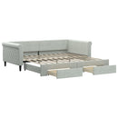 daybed med udtræk og skuffer 100x200 cm velour lysegrå