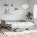 daybed med udtræk og skuffer 100x200 cm velour lysegrå