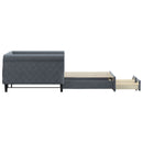 daybed med udtræk og skuffer 100x200 cm velour mørkegrå