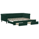 daybed med udtræk og skuffer 100x200 cm velour mørkegrøn