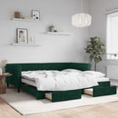 daybed med udtræk og skuffer 100x200 cm velour mørkegrøn