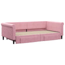 daybed med udtræk og skuffer 100x200 cm velour lyserød