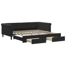 daybed med udtræk og skuffer 100x200 cm velour sort