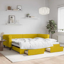 daybed med udtræk og skuffer 100x200 cm velour gul