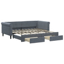 daybed med udtræk og skuffer 90x190 cm velour mørkegrå