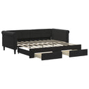 daybed med udtræk og skuffer 90x190 cm velour sort