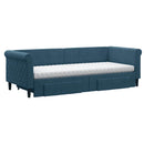 daybed med udtræk og skuffer 80x200 cm stof blå