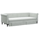 daybed med udtræk og skuffer 80x200 cm velour lysegrå