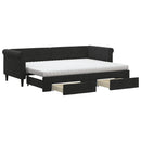 daybed med udtræk og skuffer 80x200 cm velour sort