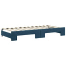 daybed med udtræk og skuffer 90x200 cm velour blå