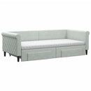 daybed med udtræk og skuffer 90x200 cm velour lysegrå