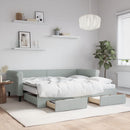 daybed med udtræk og skuffer 90x200 cm velour lysegrå