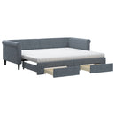 daybed med udtræk og skuffer 90x200 cm velour mørkegrå