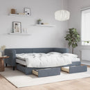 daybed med udtræk og skuffer 90x200 cm velour mørkegrå