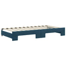 daybed med udtræk og skuffer 100x200 cm velour blå
