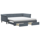 daybed med udtræk og skuffer 100x200 cm velour mørkegrå