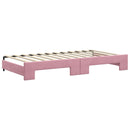 daybed med udtræk og skuffer 100x200 cm velour lyserød