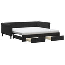 daybed med udtræk og skuffer 100x200 cm velour sort