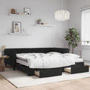 daybed med udtræk og skuffer 100x200 cm velour sort