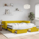 daybed med udtræk og skuffer 100x200 cm velour gul