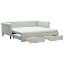 daybed med udtræk og skuffer 90x190 cm velour lysegrå
