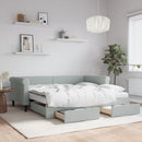 daybed med udtræk og skuffer 90x190 cm velour lysegrå