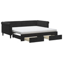daybed med udtræk og skuffer 90x190 cm velour sort