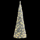kunstigt juletræ med sne 50 LED'er 120 cm pop op-funktion