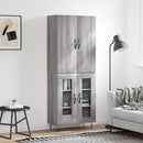 højskab 69,5x34x180 cm konstrueret træ grå sonoma-eg