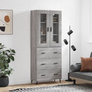 højskab 69,5x34x180 cm konstrueret træ grå sonoma-eg