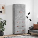 højskab 69,5x34x180 cm konstrueret træ betongrå
