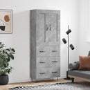 højskab 69,5x34x180 cm konstrueret træ betongrå