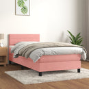 kontinentalseng med madras 90x190 cm fløjl pink