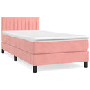 kontinentalseng med madras 90x190 cm fløjl pink