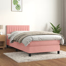 kontinentalseng med madras 90x190 cm fløjl pink