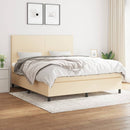 kontinentalseng med madras 160x200 cm stof cremefarvet