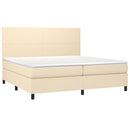 kontinentalseng med madras 200x200 cm stof cremefarvet