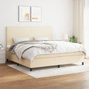 kontinentalseng med madras 200x200 cm stof cremefarvet