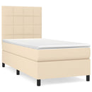 kontinentalseng med madras 90x190 cm stof cremefarvet