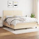 kontinentalseng med madras 160x200 cm stof cremefarvet