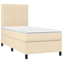 kontinentalseng med madras 90x190 cm stof cremefarvet