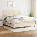 kontinentalseng med madras 180x200 cm stof cremefarvet