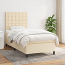 kontinentalseng med madras 90x190 cm stof cremefarvet