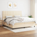 kontinentalseng med madras 200x200 cm stof cremefarvet