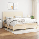 kontinentalseng med madras 200x200 cm stof cremefarvet