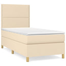 kontinentalseng med madras 90x190 cm stof cremefarvet