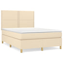 kontinentalseng med madras 140x190 cm stof cremefarvet