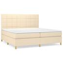 kontinentalseng med madras 200x200 cm stof cremefarvet
