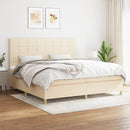 kontinentalseng med madras 200x200 cm stof cremefarvet